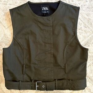 Zara vest top in military green